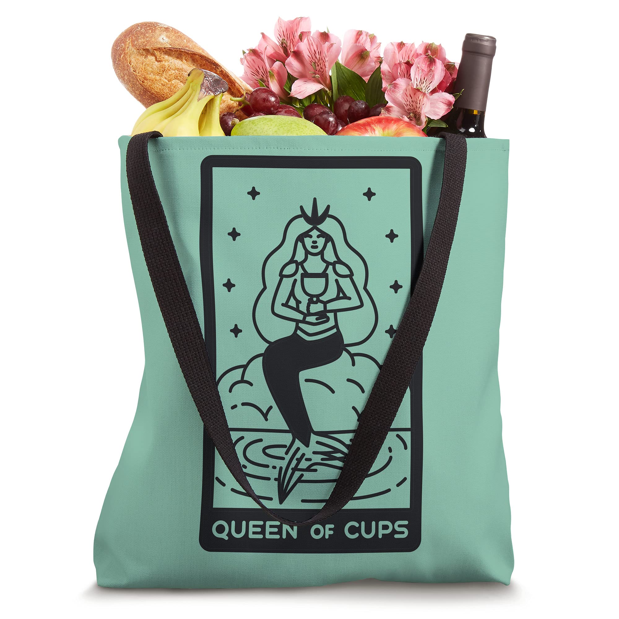 Queen of Cups Tarot Card Tote Bag - Spiritual Tarot Reader Tote for Women - Perfect for Tarot Readings, Yoga, and Everyday Use