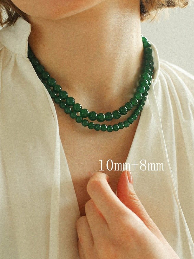 Natural Green Agate Beaded Necklace - 3mm/6mm/8mm/10mm/12mm Gemstone Jewelry for Women - Boho Chic Accessories for Yoga, Meditation & Everyday Wear