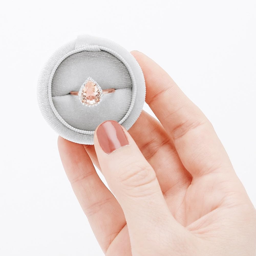 EVE'S ADDICTION Pear Cut Morganite Rose Gold Engagement Ring for Women - Promise Ring, Wedding Band, Anniversary Gift for Her, Mom, Wife - Perfect for Proposals, Valentine's Day & Special Occasions
