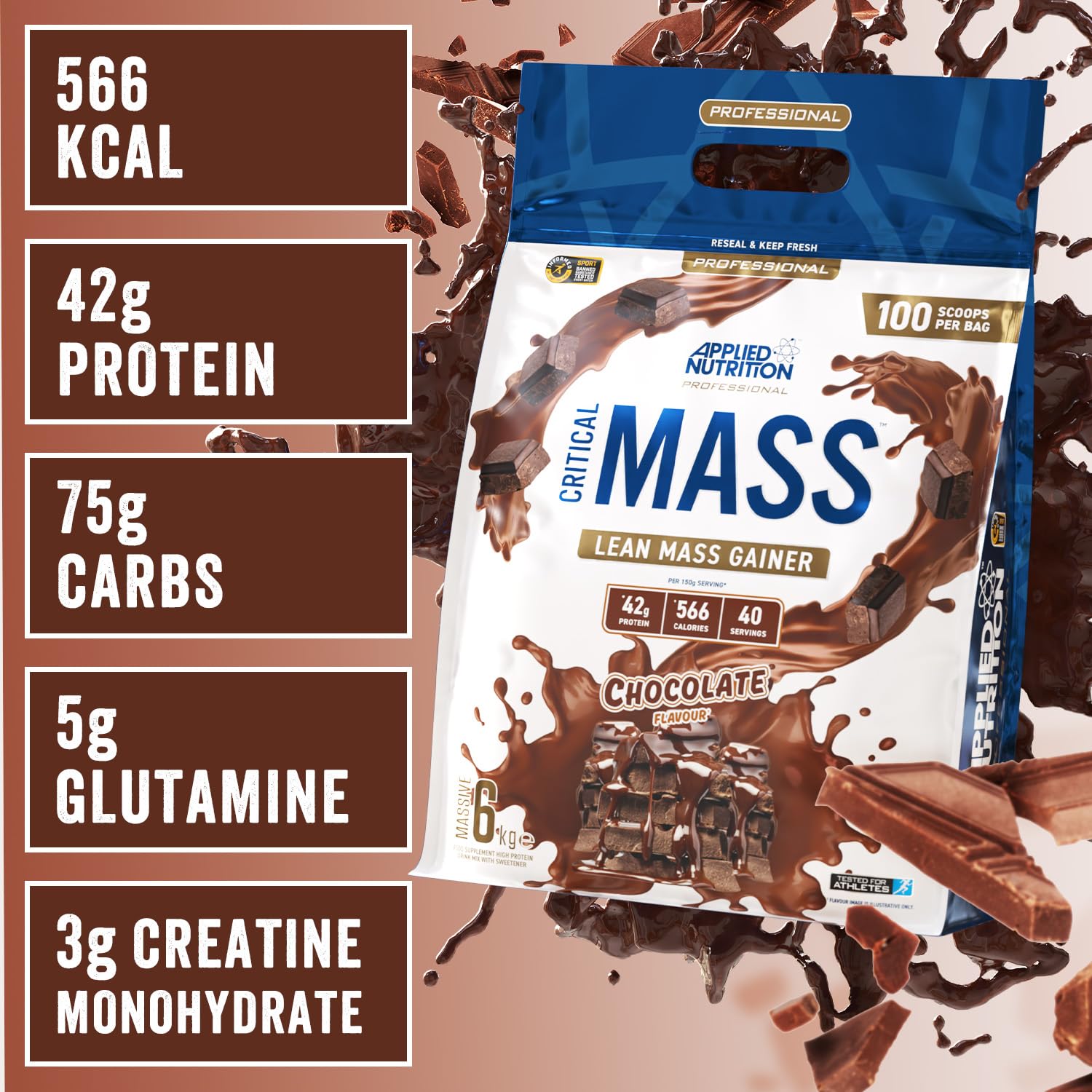 Applied Nutrition Critical Mass Professional Weight Gainer - 6000g for Muscle Growth & Recovery | Perfect for Bodybuilders & Athletes