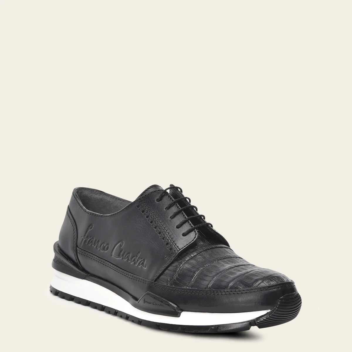 127CWTM Men's Cuadra Black Casual Fashion Caiman Derby Sneakers - Stylish & Comfortable for Everyday Wear, Work & Outdoor Activities