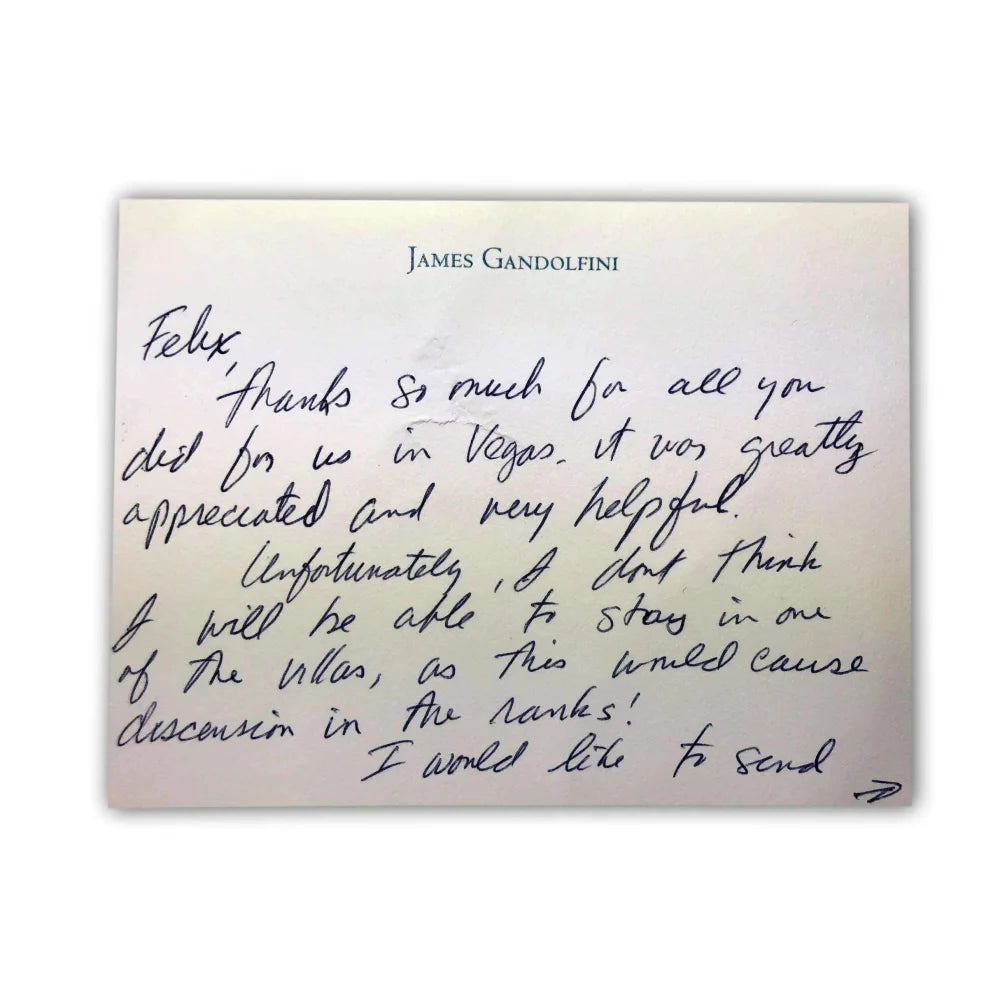 Authentic James Gandolfini Autographed Tie & Handkerchief Set from The Sopranos - Tony Soprano Memorabilia with COA - Perfect for TV Show Collectors and Sopranos Fans Display