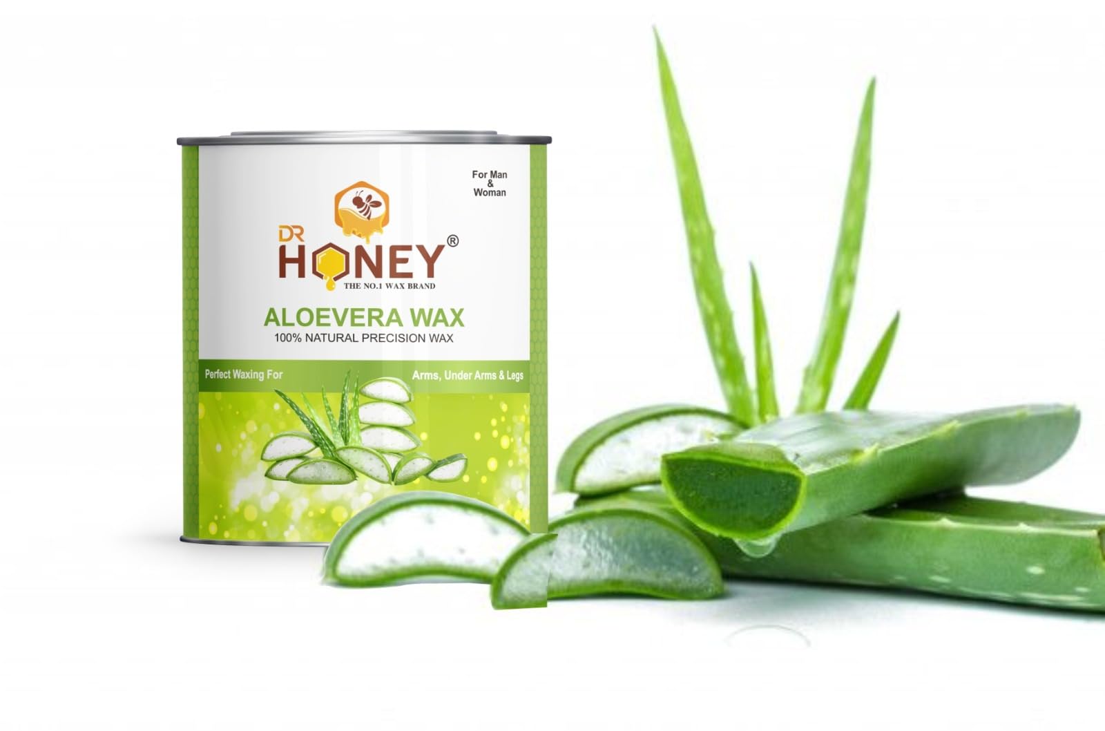 DR HONEY Aloe Vera Hair Removal Wax Kit - 21.1oz for Legs, Arms, Underarms & Bikini Area | Painless & Easy At-Home Hair Removal for Men & Women | Lasting Smooth Skin | Perfect for Summer, Beach & Swimsuit Season