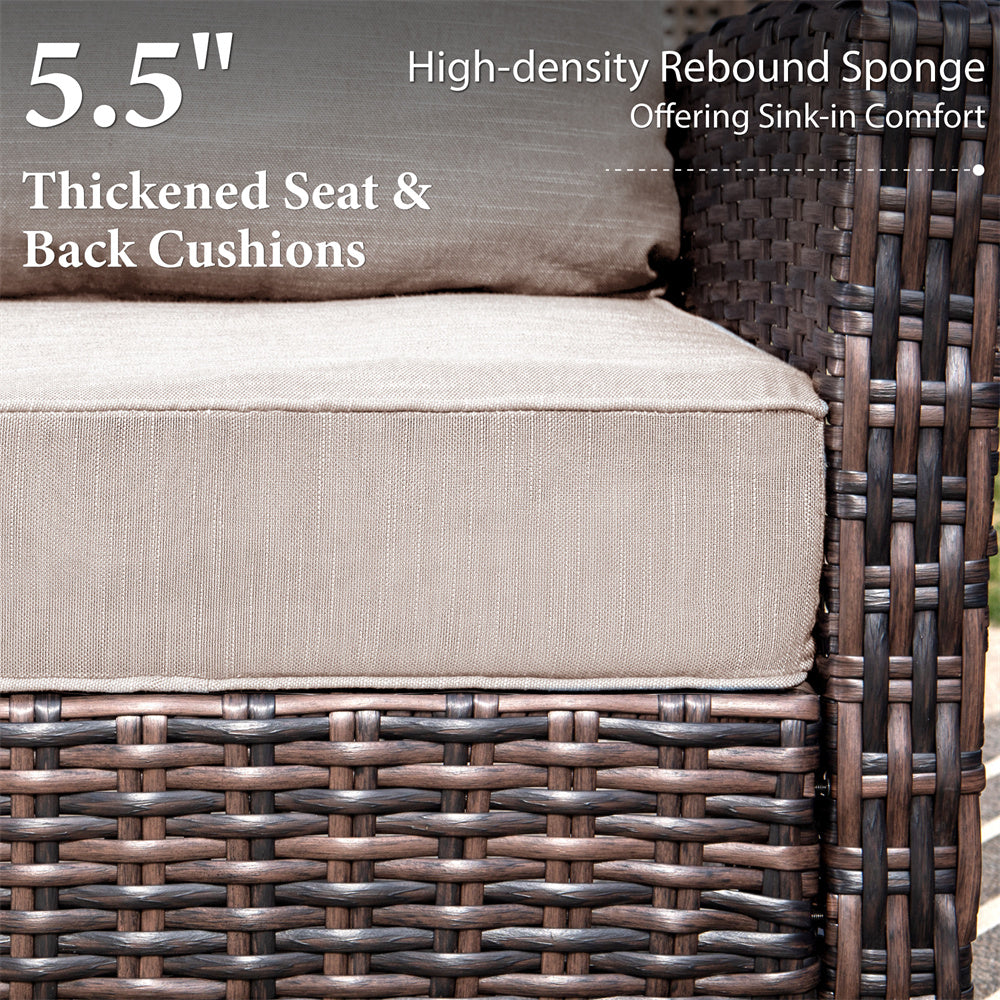 Phi Villa 5-Piece Wicker Patio Furniture Set with Swivel Chairs - Outdoor Conversation Sofa Set for Garden, Poolside & Backyard Relaxation