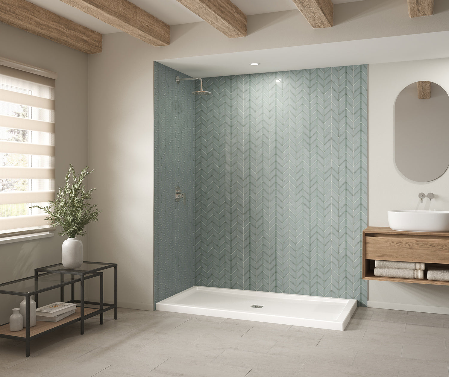 B3Square 7236 White Acrylic Alcove Shower Base with Center Drain - Perfect for Bathroom Remodeling & Modern Home Upgrades