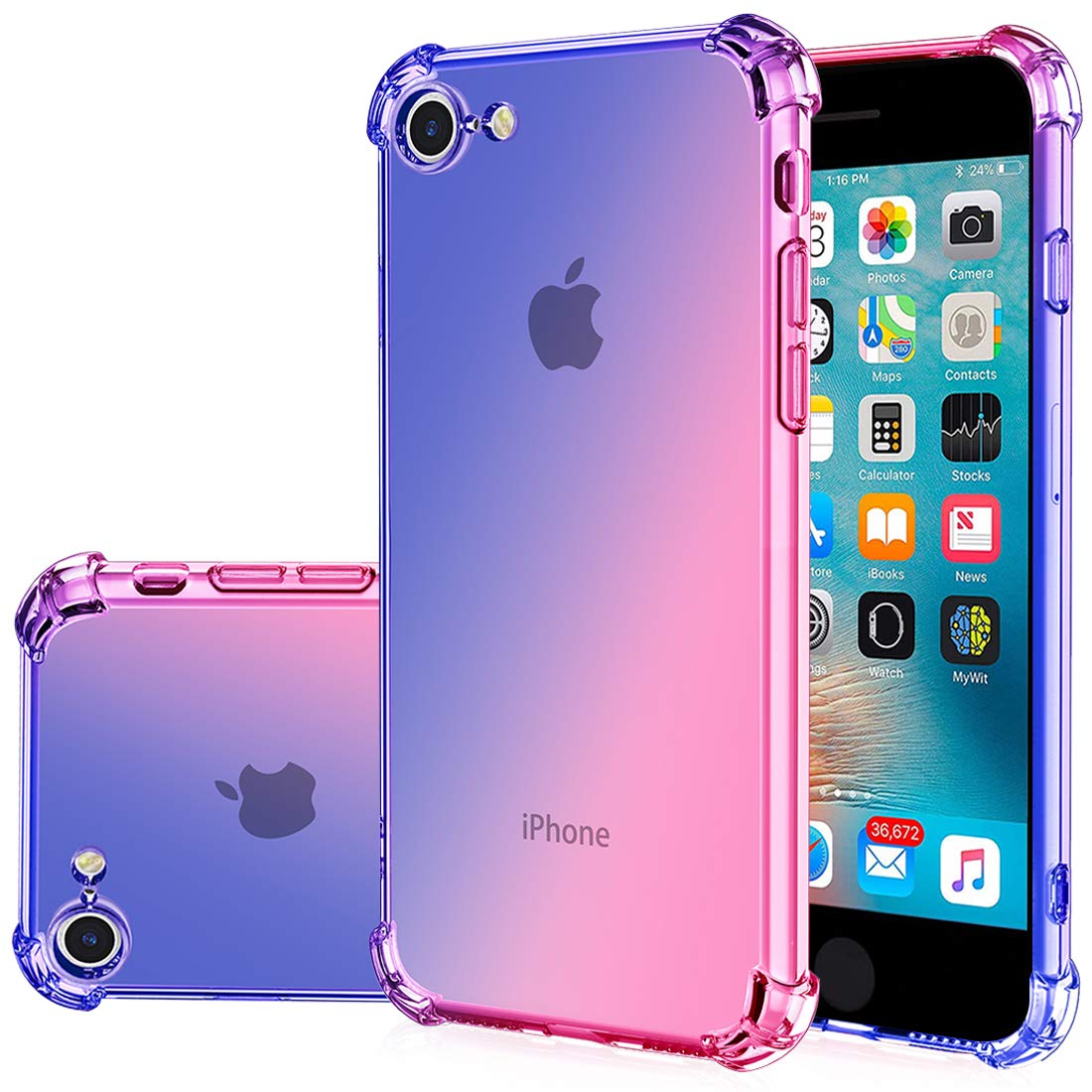 **Premium Slim Clear TPU Case for iPhone SE 2020 / iPhone 8 / iPhone 7 – Shockproof, Anti-Scratch, Gradient Blue & Pink – Perfect for Everyday Protection & Stylish Looks**    *(Use Case: Ideal for daily use, travel, work, or school – keeps your iPhone safe while adding a trendy touch!)*