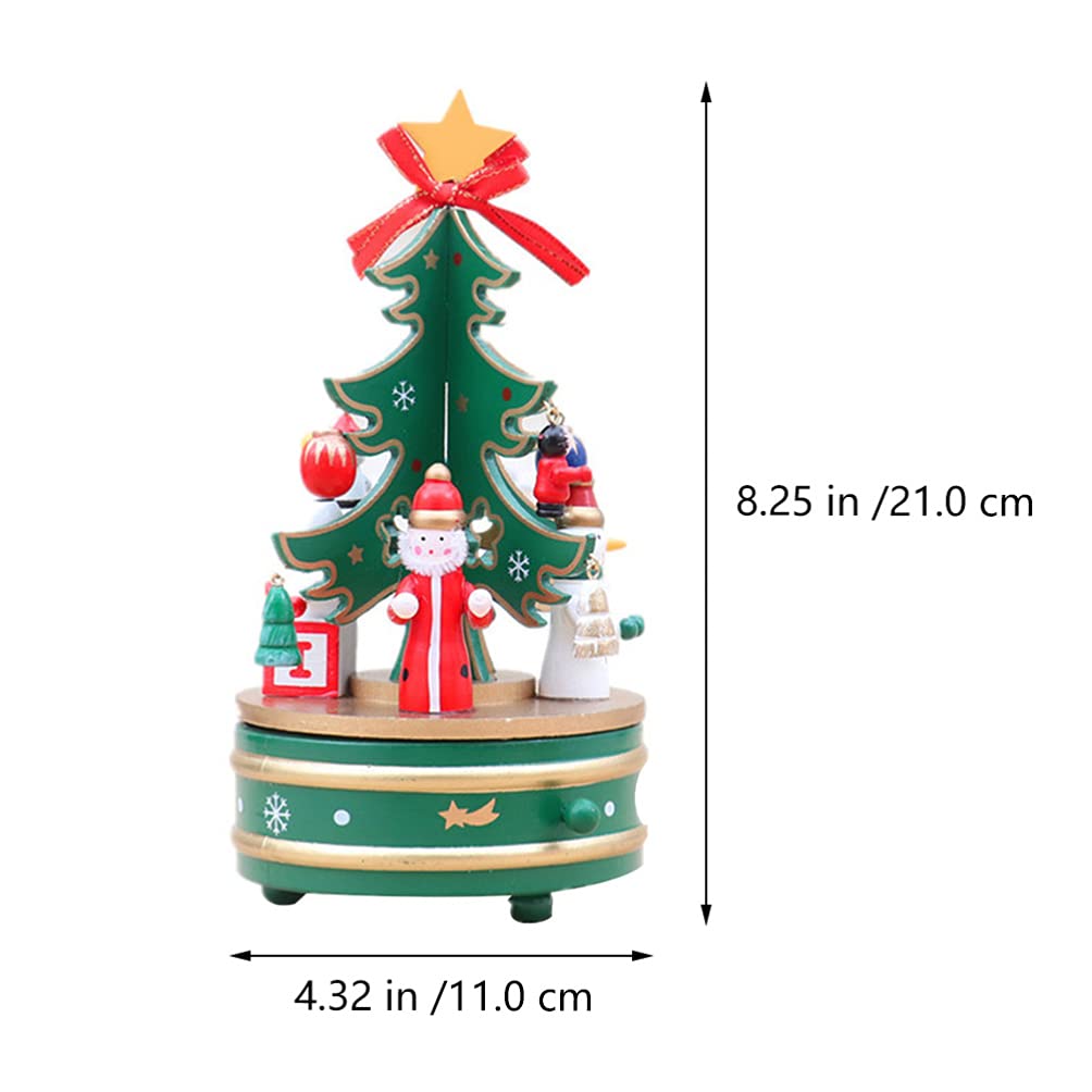 ABOOFAN Wooden Christmas Music Box - Handcrafted Carousel with Merry Christmas Puzzle Toy, Table Ornament & Holiday Decoration for Kids, Home, Party, Xmas Tree Skirt Display