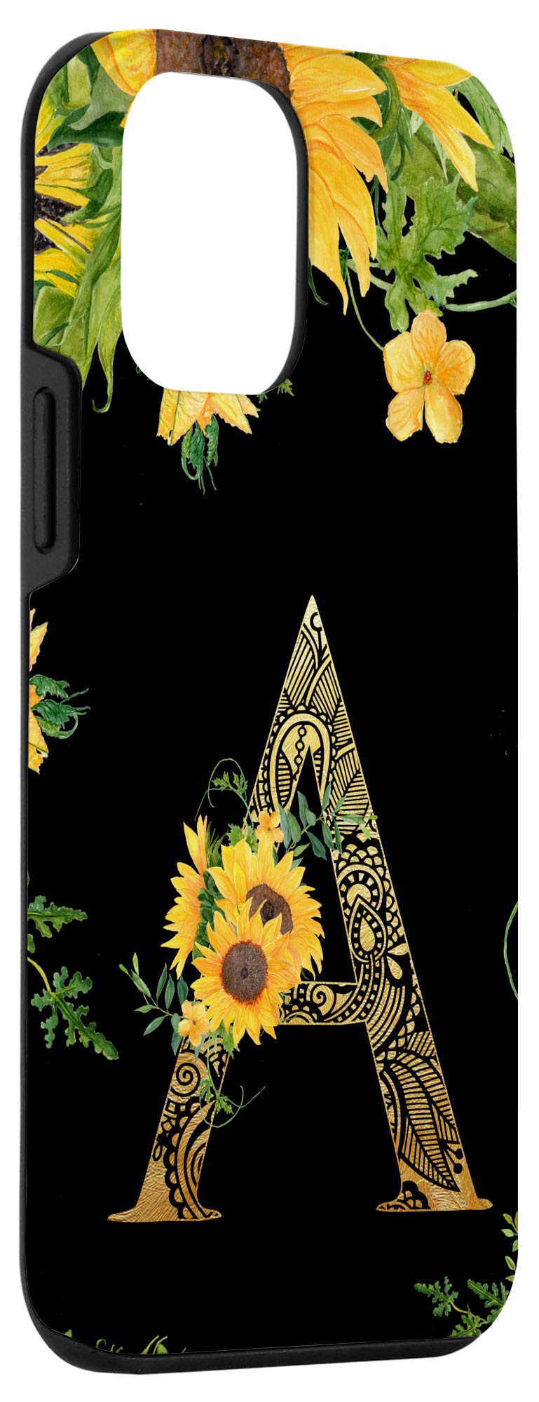 Custom Monogrammed iPhone 12 Mini Case with Sunflower Design - Personalized Letter A Initial Phone Cover for Women & Men - Perfect Gift for Birthday, Anniversary, or Everyday Use