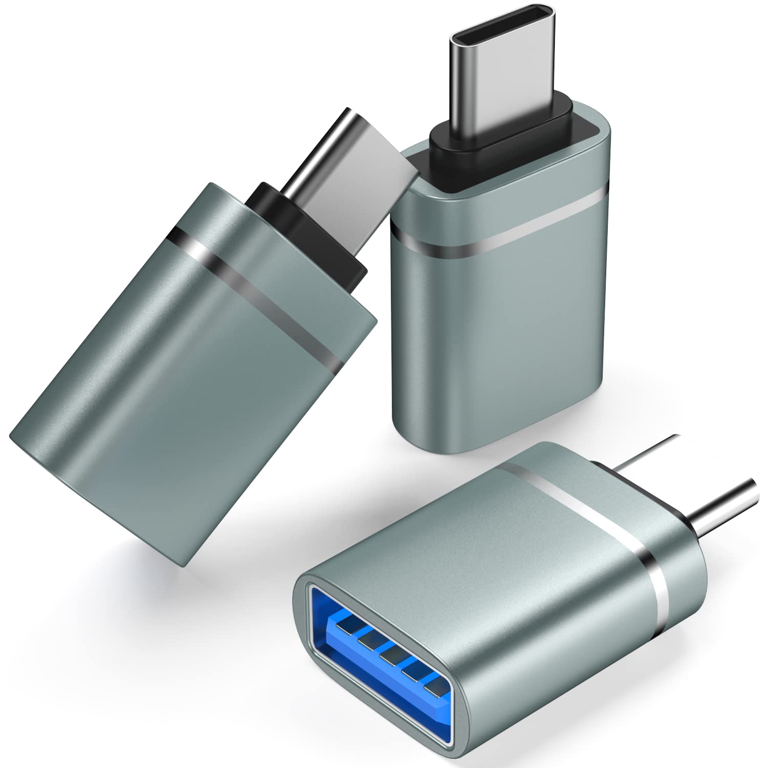 USB C to USB 3.0 Adapter 3-Pack, USB Type C Male to USB Female Converter - Compatible with MacBook Pro 2020, MacBook Air 2020, iMac 2021, iPad Pro 2021 & Thunderbolt 3 Devices (Gray) - Perfect for Data Transfer, Charging & Connecting Peripherals