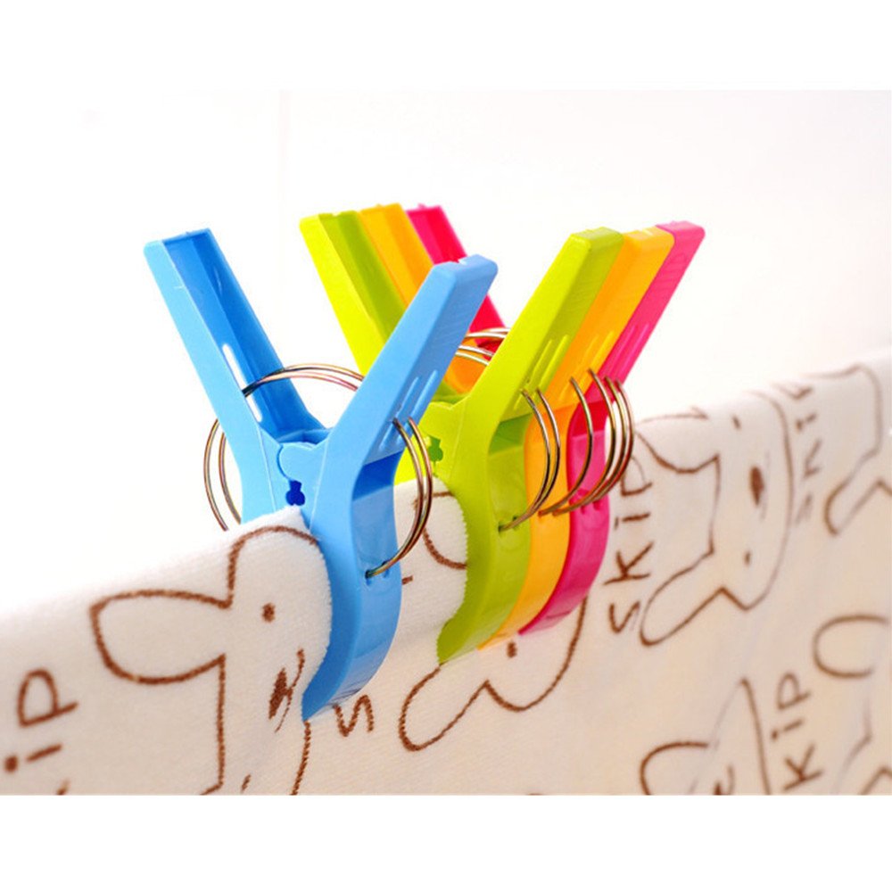 8-Piece Beach Towel Clips Set - Heavy Duty Plastic Clips for Sunbeds, Lounge Chairs, Quilts & Laundry - Secure Grip, Vibrant Colors - Perfect for Poolside, Beach, Camping & Home Use