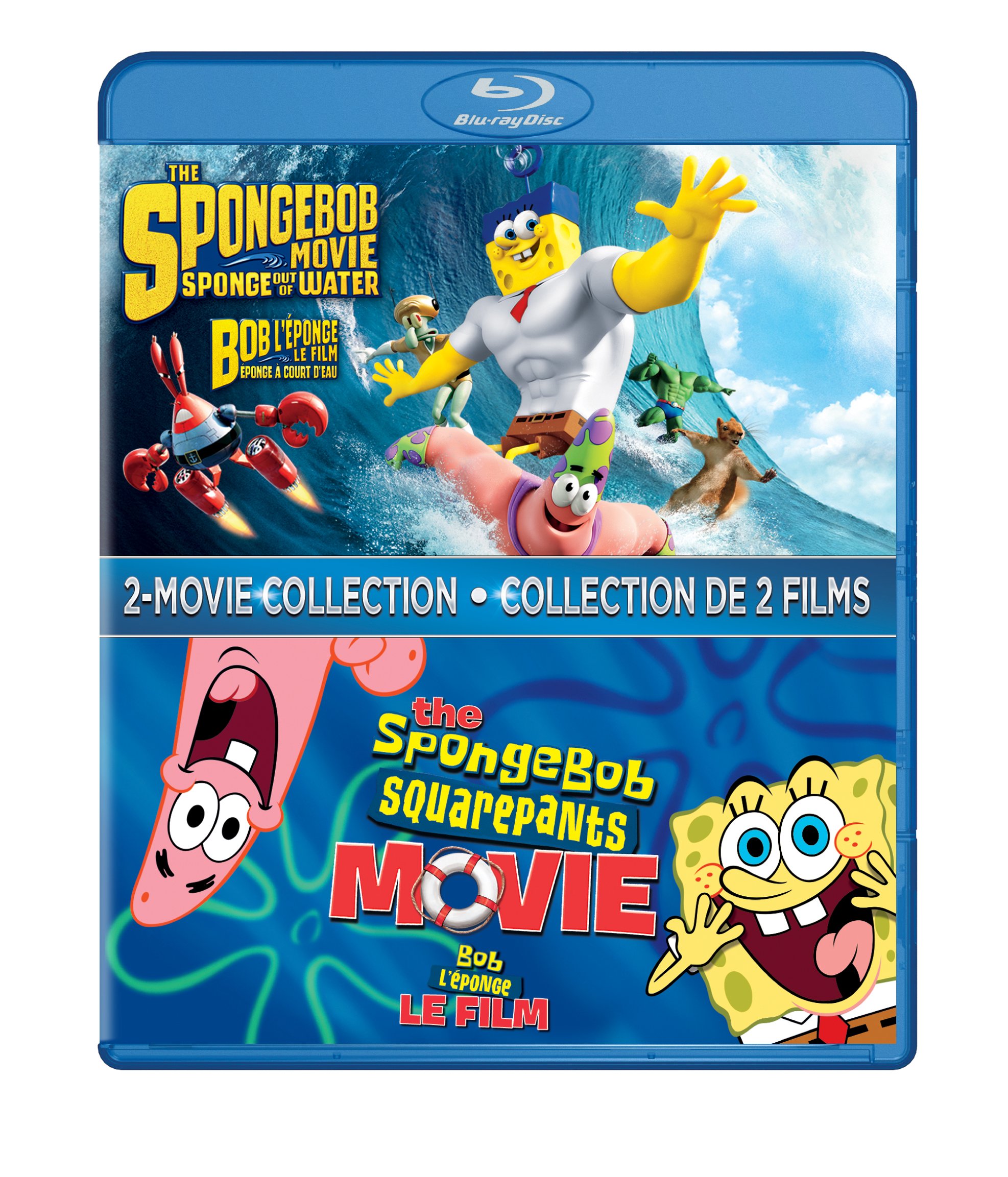 SpongeBob SquarePants 2-Movie Collection Blu-ray - Sponge Out of Water & The Original Movie | Family Friendly Animation, Comedy Adventure | Perfect for Kids Movie Night and SpongeBob Fans Gift