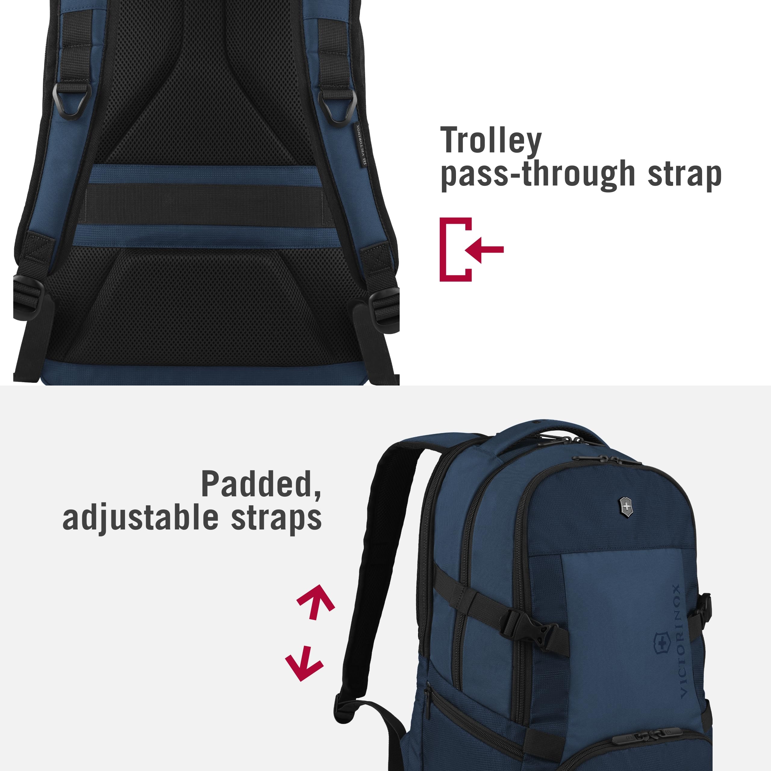 Victorinox VX Sport EVO Deluxe 28L Travel Backpack - Lightweight Durable Hiking Backpack with Airflow Technology & Adjustable Straps - Perfect for Commuting, Camping & Outdoor Adventures - Blue