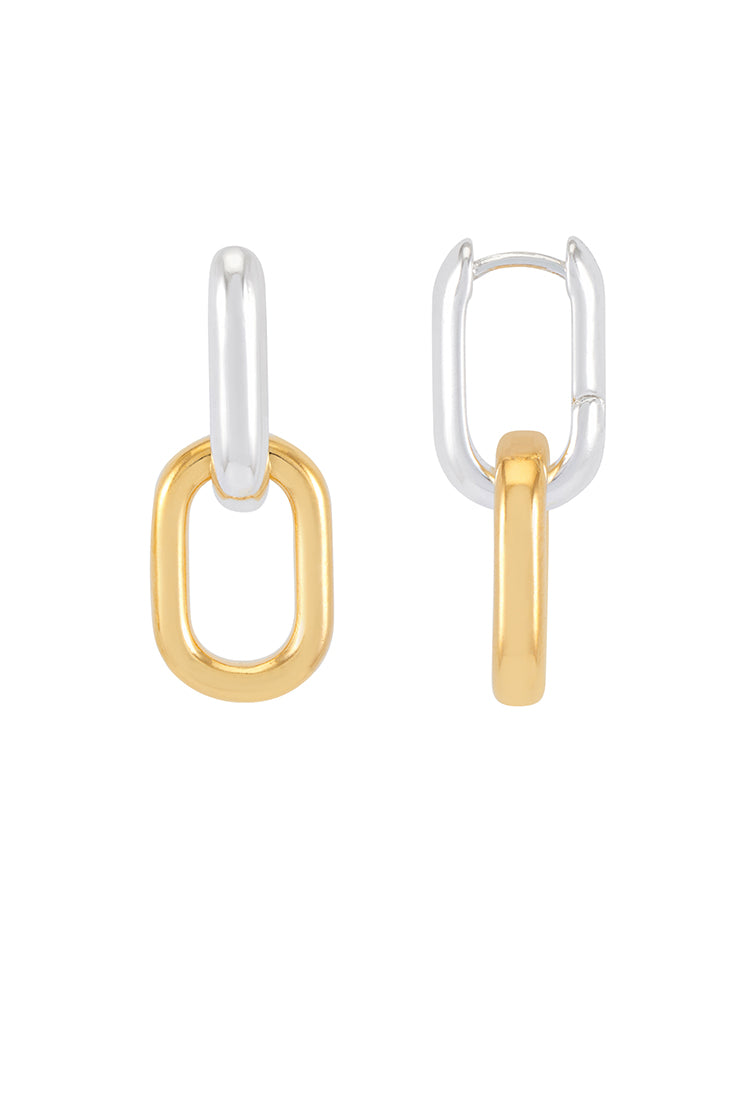 Mixed Link Hoops Earrings for Women - Trendy Gold & Silver Chain Drop Earrings for Everyday Wear & Party Outfits