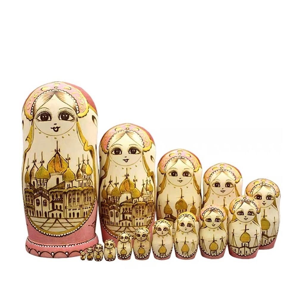 Russian Nesting Dolls Set - 15-Piece Hand-Painted Wooden Matryoshka Dolls, Traditional Folk Art Collectible & Educational Toy for Kids, Perfect Gift for Birthdays & Home Decor | Christmas, Easter, Cultural Events