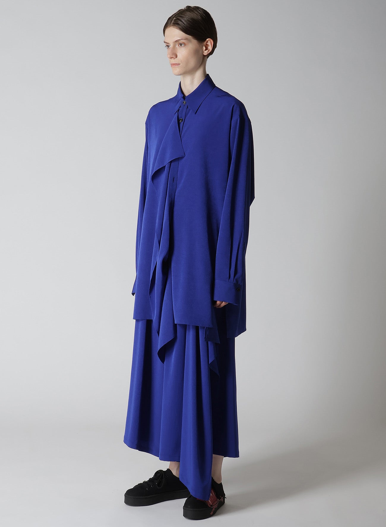 Elegant Crepe de Chine Blouse with Placket - Women's Fashion Top for Work, Office & Casual Wear