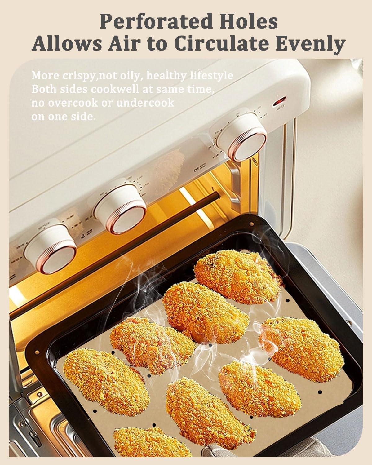 Disposable Perforated Air Fryer Liners 9x11 Inch - 150 Pcs Parchment Paper Sheets for Baking, Cooking & Air Frying | Compatible with Cuisinart, Ninja Foodi, Cosori, Breville & More | Perfect for Roasting, Reheating & Healthy Meal Prep