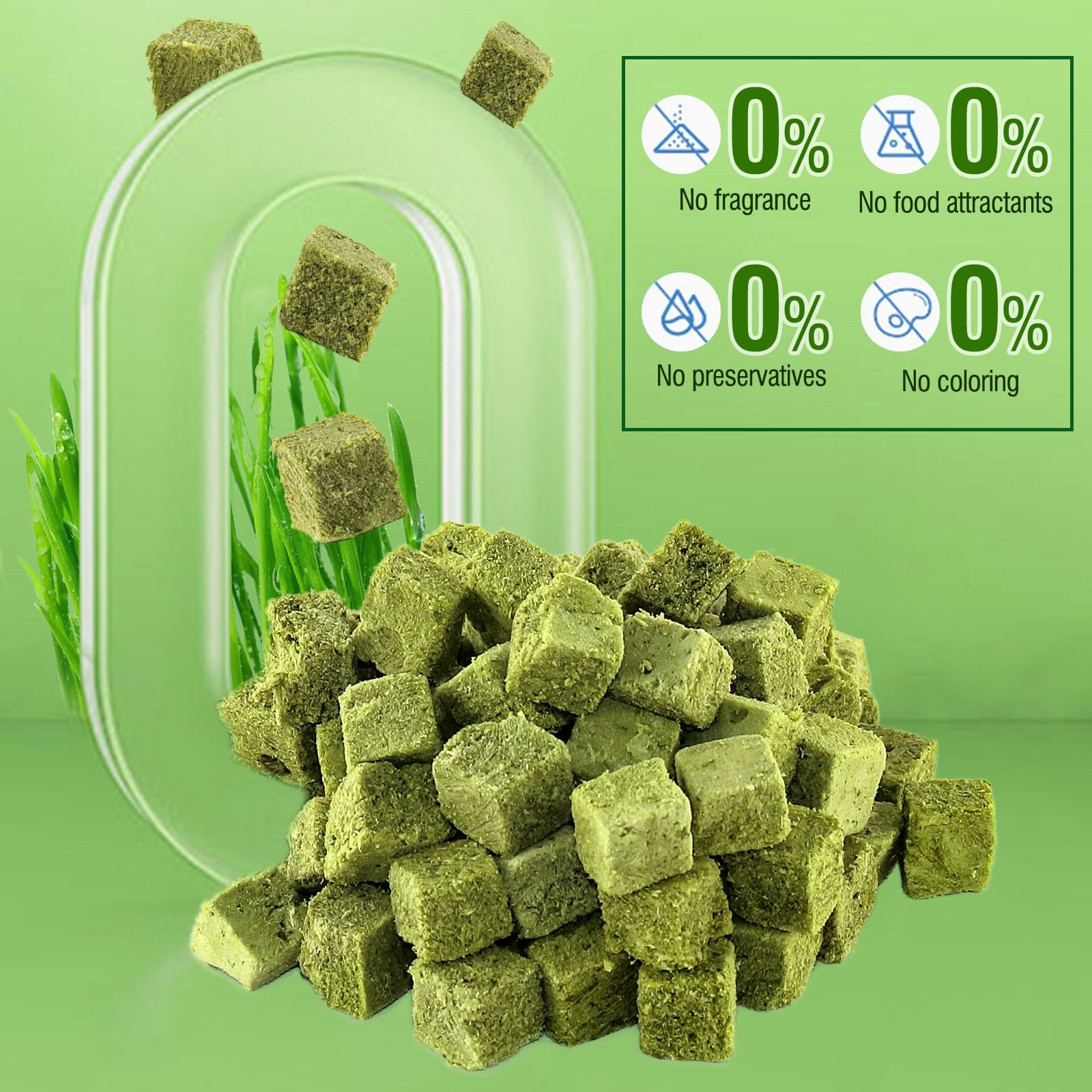60g/2.12oz Natural Cat Grass Teething Toy for Hairball Relief - Edible Dental Chew Treats for Cats | Promotes Teeth Cleaning & Hairball Removal | Perfect for Indoor Cats' Playtime & Oral Health
