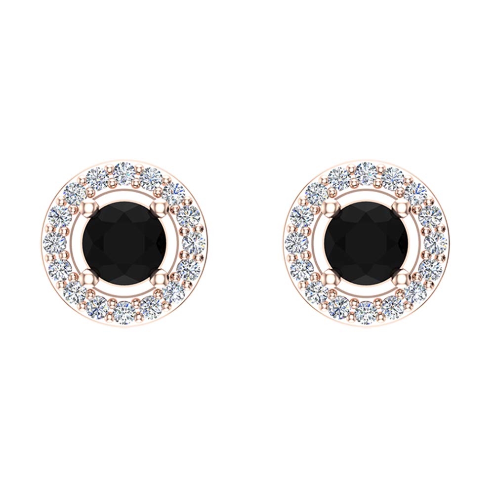 14K Gold Black Diamond Halo Stud Earrings for Women & Men – Perfect for Weddings, Anniversaries, and Special Occasions