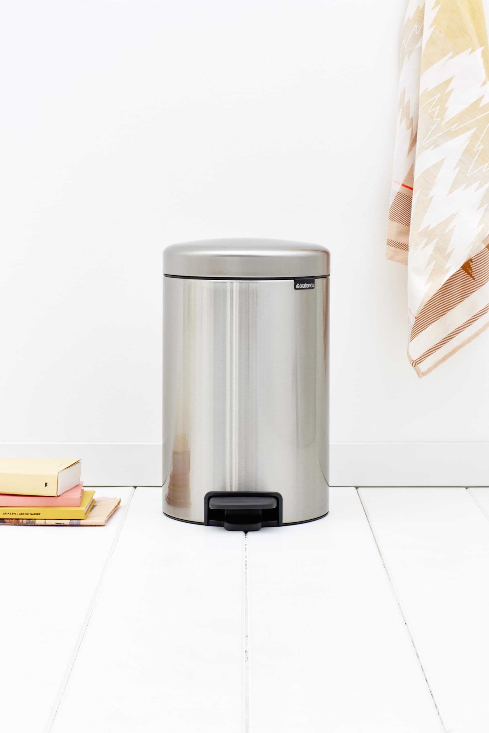 Brabantia New Icon Step Trash Can - 3.2 Gallon Matt Steel Kitchen Garbage Bin with Soft Close Lid & Removable Bucket - Perfect for Recycling & Waste Disposal in Home, Office or Restaurant
