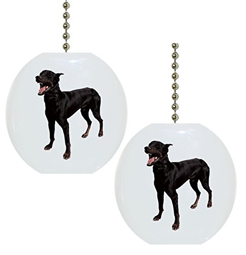 Doberman Dog Ceramic Fan Pull Set of 2 - Handcrafted Ceiling Fan Light Switch Chain Pulls for Home Decor, Pet Lover Gifts & Farmhouse Style Kitchens