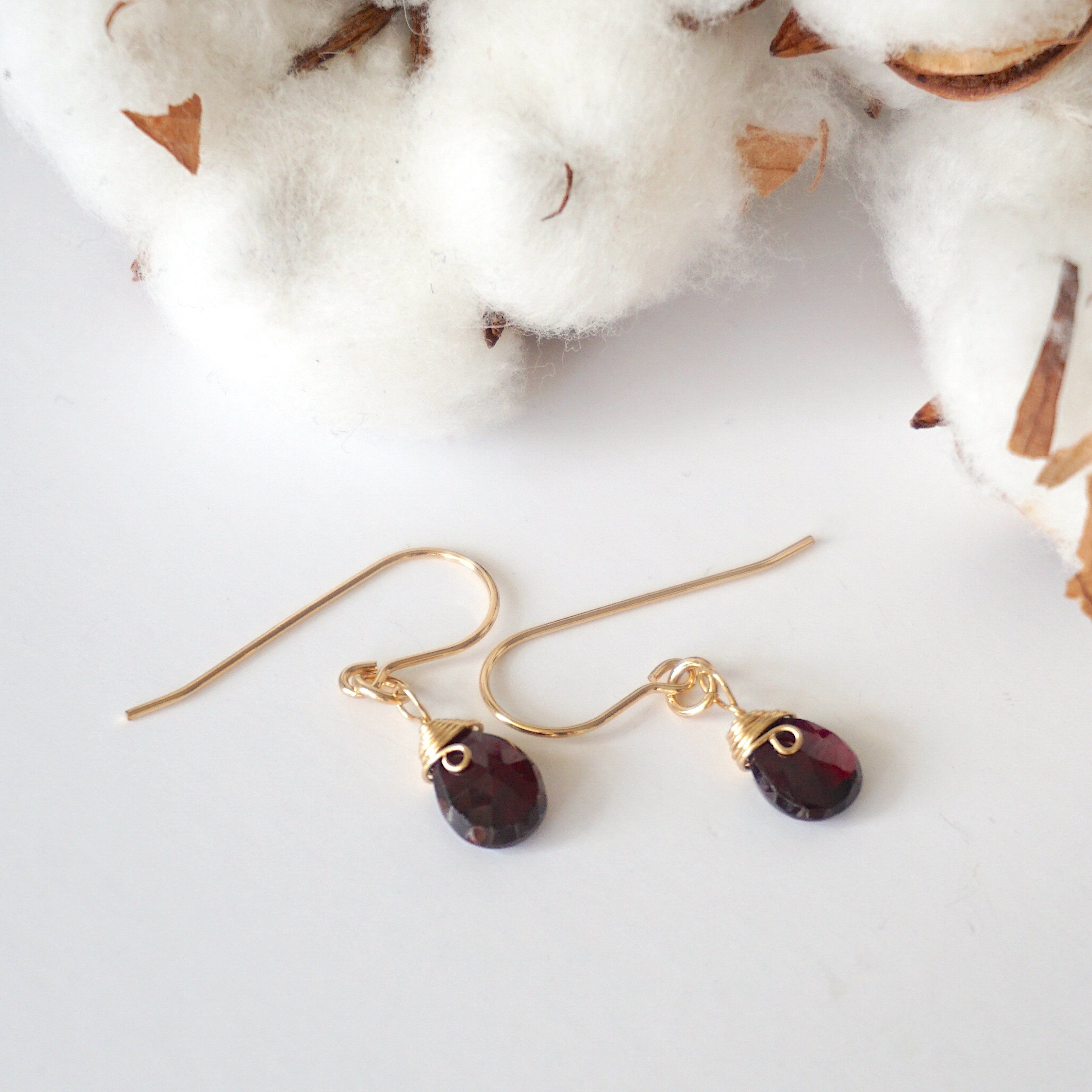 Garnet Teardrop Earrings 14k Gold Filled - Elegant Dangle Earrings for Women, Perfect for Weddings, Parties & Special Occasions