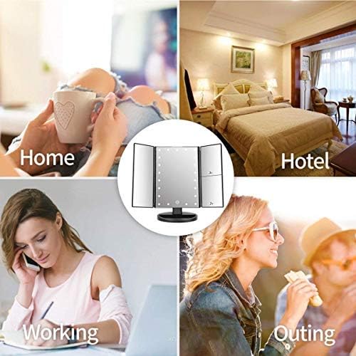 3X Magnification Lighted Vanity Makeup Mirror with 21 LED Touch Screen - 180° Adjustable Rotation, Portable Travel Cosmetic Mirror for Home & Professional Makeup Application (1X/2X/3X Magnification) - Perfect for Bedroom, Bathroom, Dressing Room & Travel Use