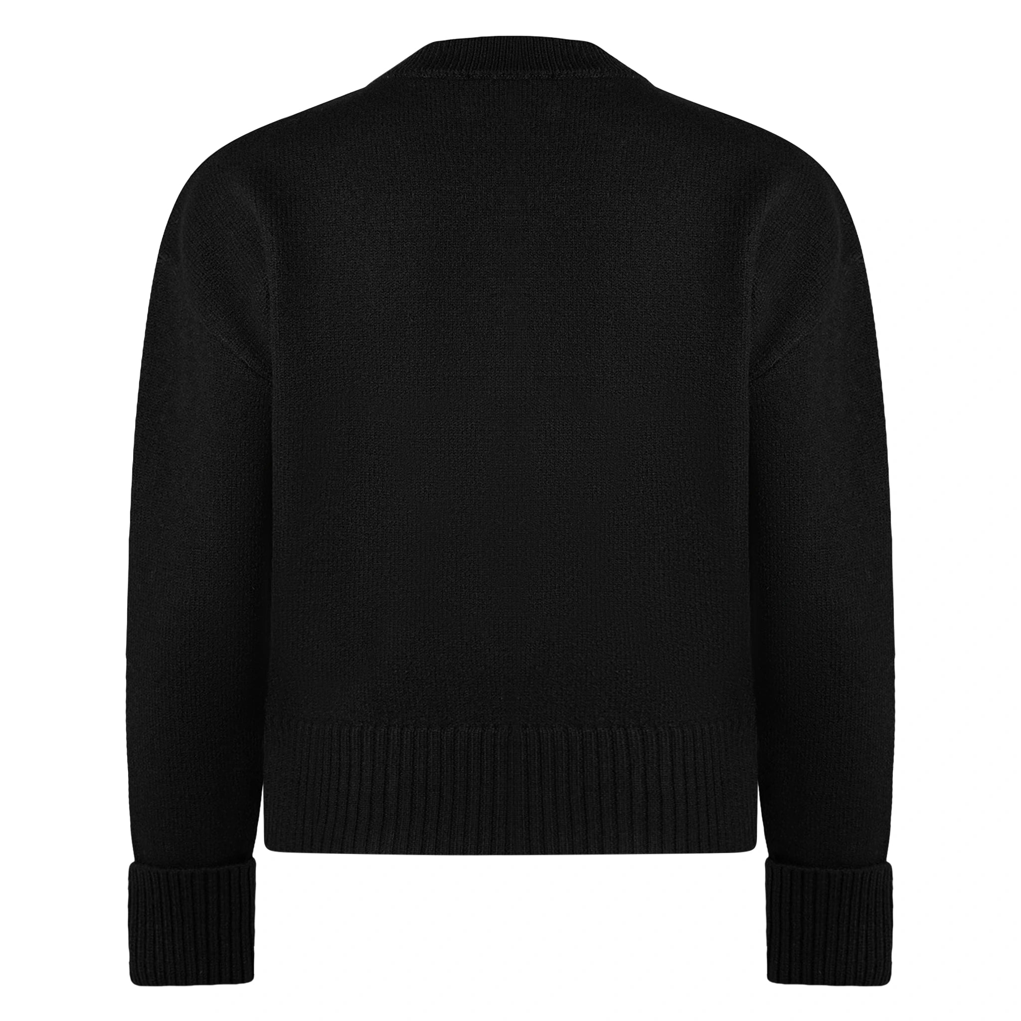 Ami Paris Ami De Coeur Black & Red Knit Cardigan Sweater for Women | Casual Chic Layering Piece for Fall & Winter Outfits