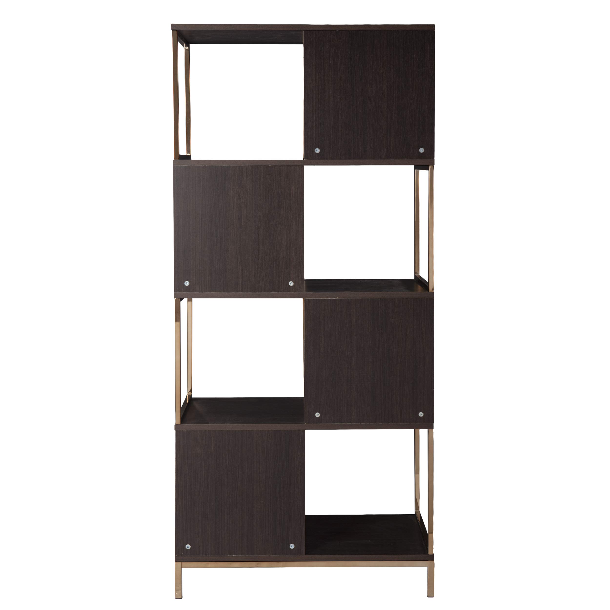 SEI Furniture Dunleer Modern 5-Tier Bookshelf, Dark Brown & Champagne Finish, Industrial Style Open Shelf for Living Room, Bedroom or Office Storage