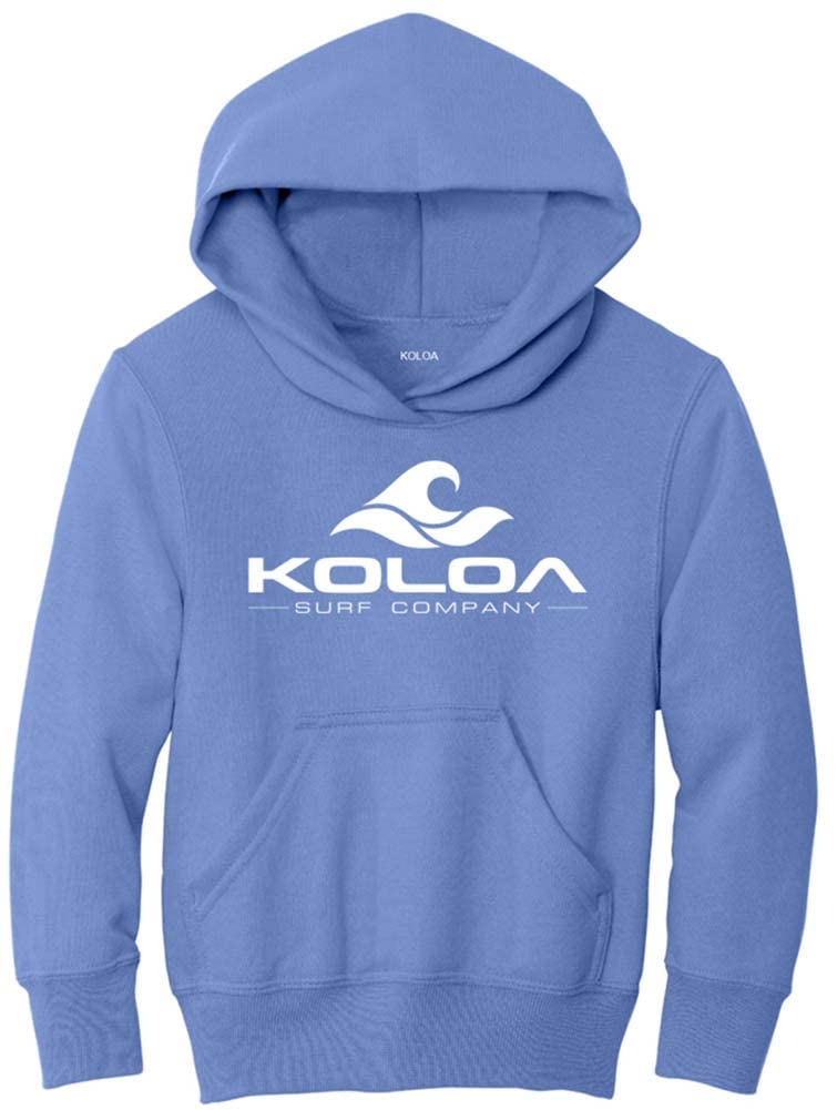Joe's USA Koloa Wave Logo Youth Hoodies - Pullover Hooded Sweatshirts for Boys & Girls in 13 Colors | Soft Fleece Loungewear for School, Sports & Outdoor Activities