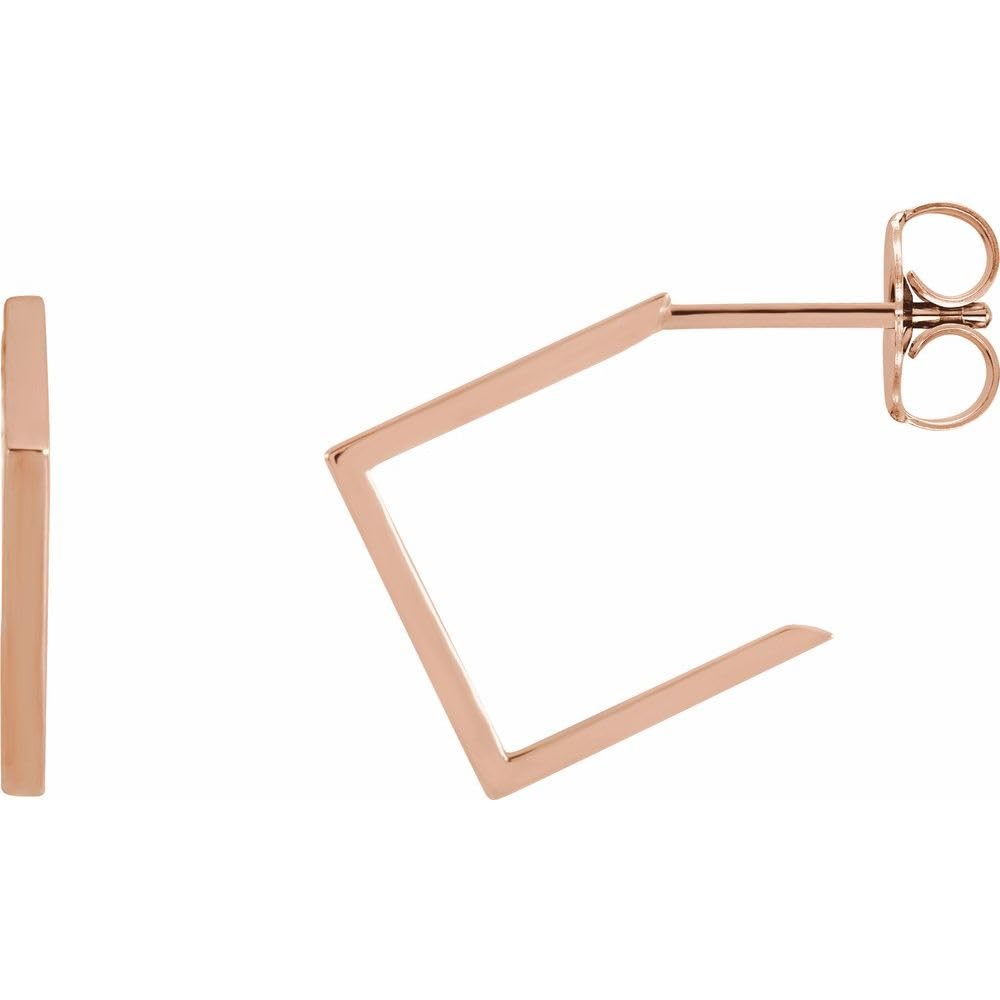 15.76mm Geometric Facet Triangle Hoop Huggie Earrings for Women - 15mm x 15mm Minimalist Dainty Stud Earrings - Perfect for Everyday Wear, Office, Date Night & Gift Giving