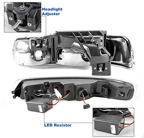 Replacement Headlights Headlamps Black Compatible with 1999-2002 Chevy Silverado & 2000-2006 Suburban/Tahoe - Upgrade for Night Driving & Off-Road Adventures