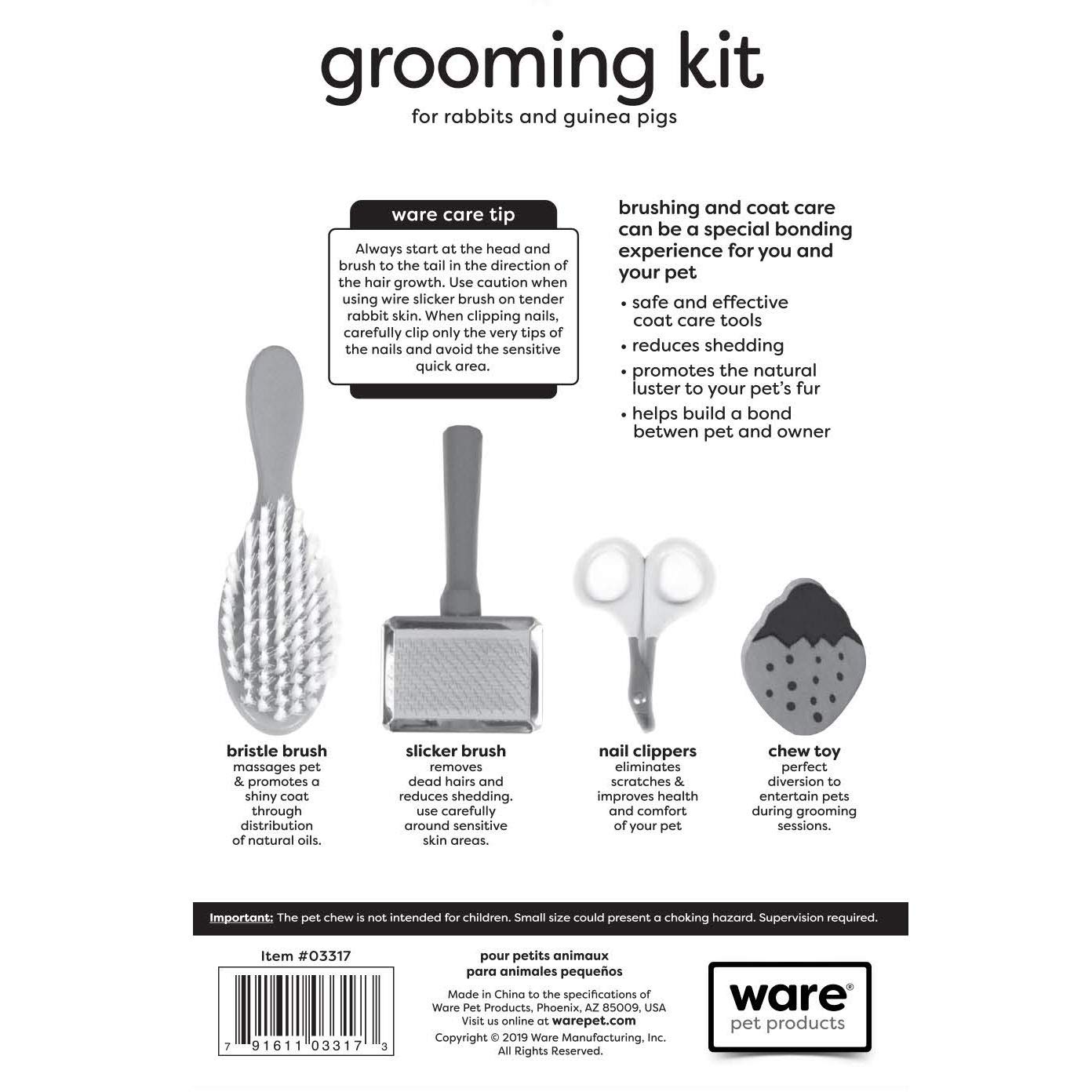 Ware Manufacturing Small Animal Grooming Kit - Complete Pet Grooming Tools for Rabbits, Guinea Pigs & Hamsters - Perfect for Home Grooming & Pet Care Routine