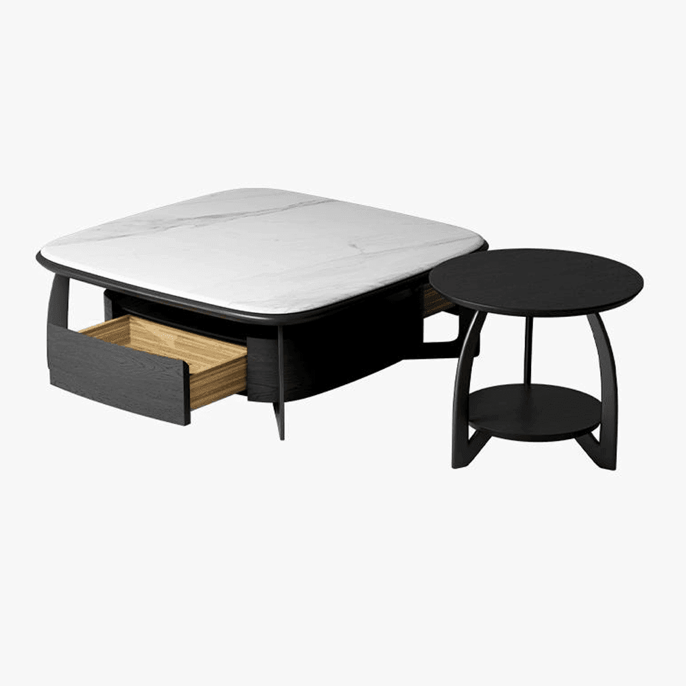Finley Modern Marble Nesting Coffee Table Set - 2-Piece Round Side Tables for Living Room, Sofa, Lounge & Office - Elegant Home Decor & Functional Furniture