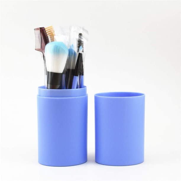 Premium 12-Piece Blue Makeup Brush Set - Foundation, Eyeshadow, Blush, Contour & Concealer Brushes with Storage Case | Perfect for Professional Makeup Artists & Beginners | Home & Travel Beauty Essential