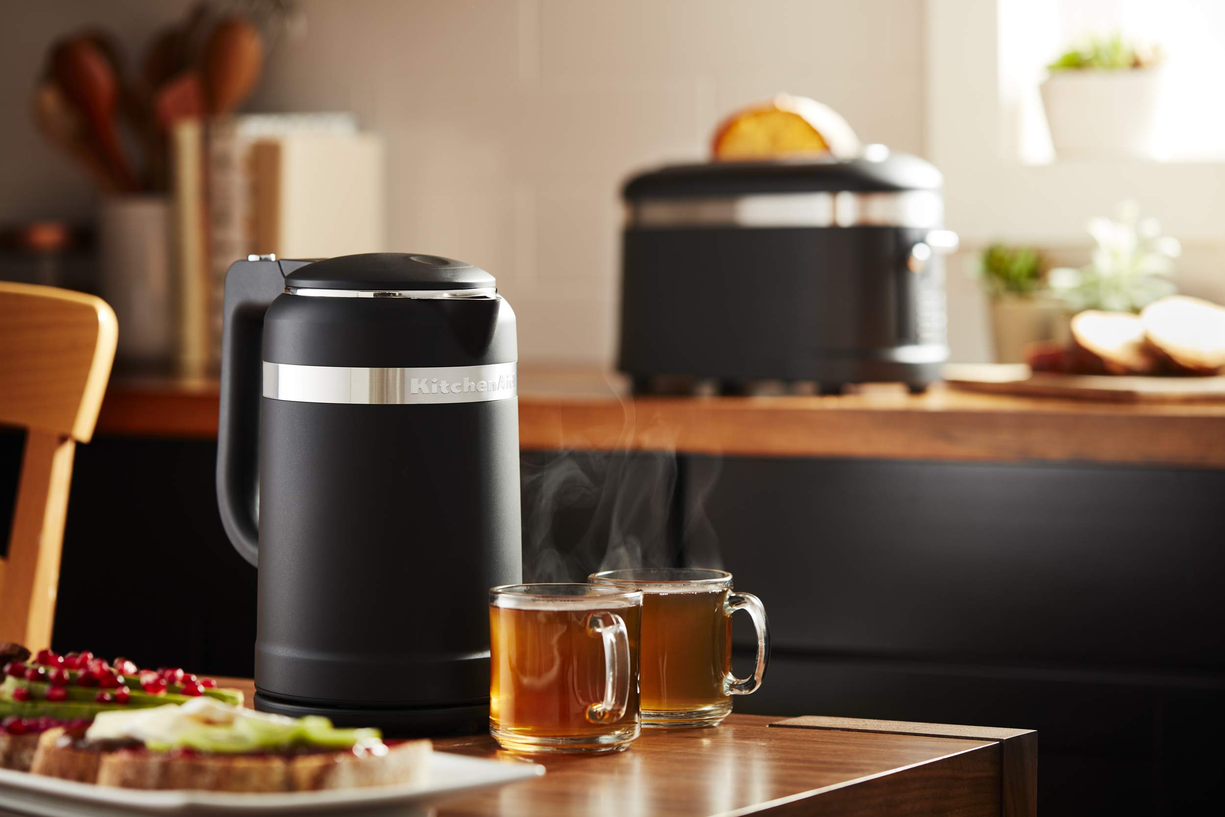 KitchenAid KEK1565BM 1.5L Electric Kettle - Matte Black Stainless Steel Water Boiler for Tea, Coffee & Instant Meals - Fast Heating & Auto Shut-Off for Home, Office & Dorm Use