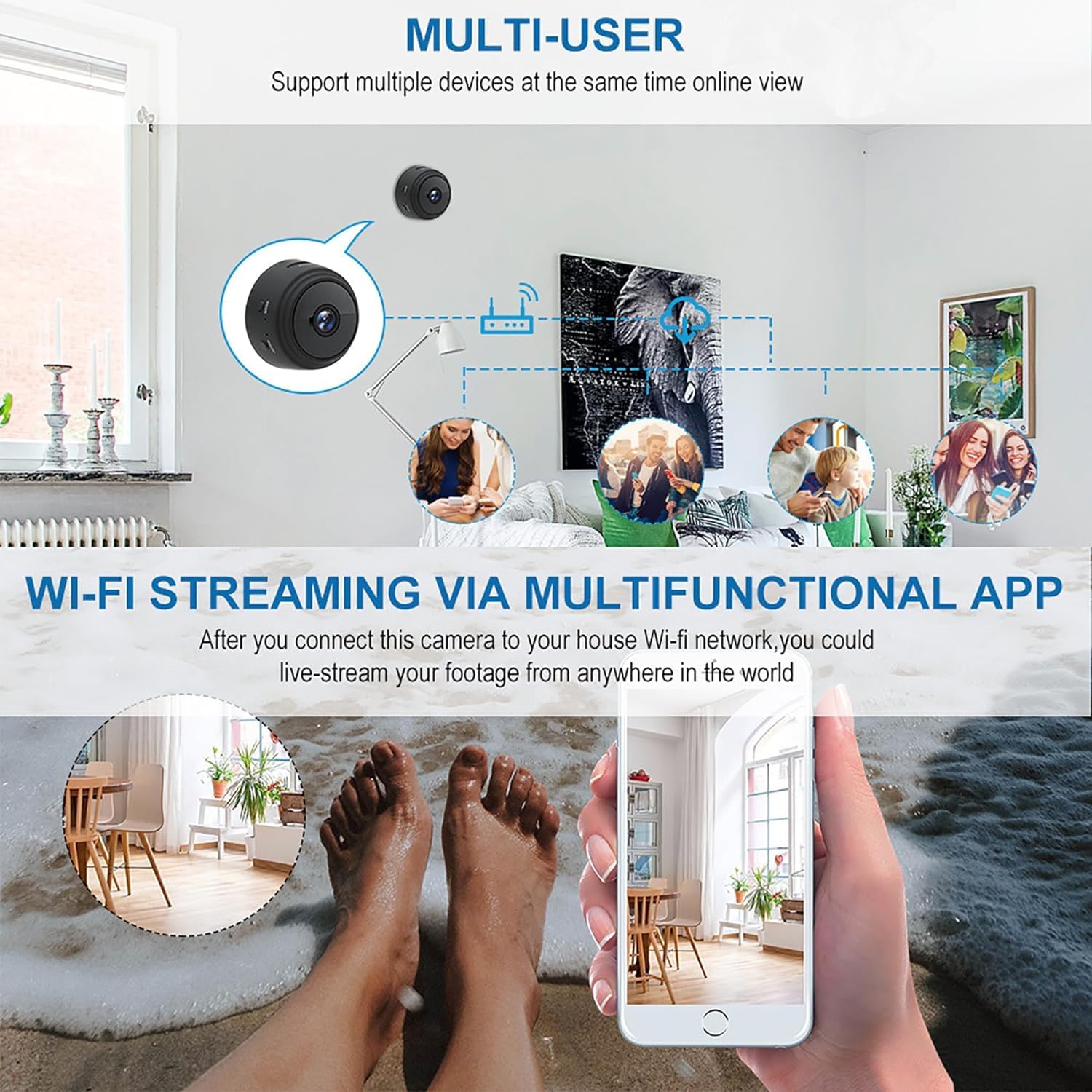 Niblido Camtrix Magnetic Mini Security Camera 1080p HD - Wireless WiFi Hidden Spy Camera for Home Indoor Surveillance, Baby Monitor, Pet Camera & Office Security (1PC)
