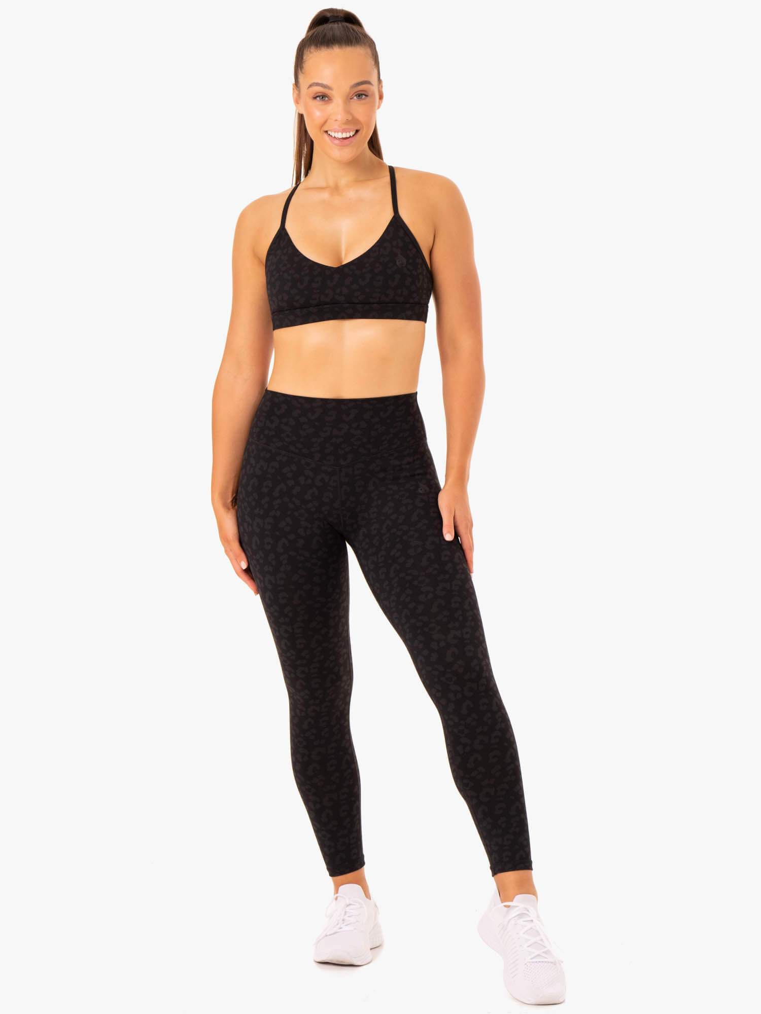 Hybrid Full Length Leggings - Black Leopard Print Yoga Pants for Women | Workout, Running, Gym & Lounge Wear