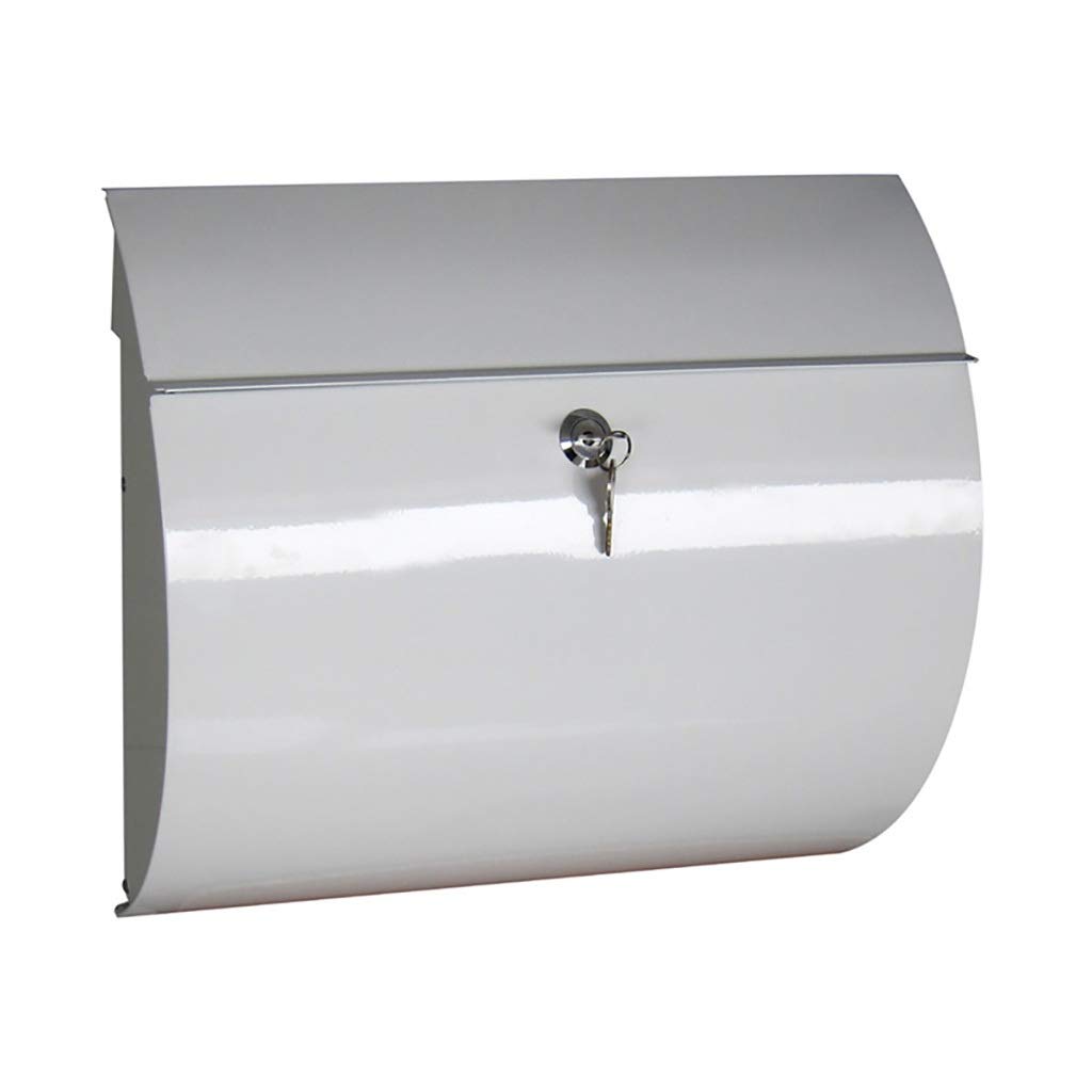 BGXXLIZI Weatherproof Locking Mailbox - Outdoor Wall Mounted European Style Iron Letter Box (White) - Perfect for Home, Garden, Apartment & Office Security