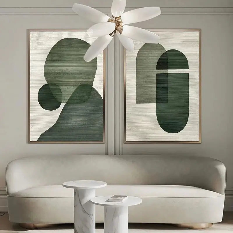 Abstract Tranquility Set of 2 Modern Canvas Wall Art - Minimalist Home Decor for Living Room, Bedroom & Office - #WS020
