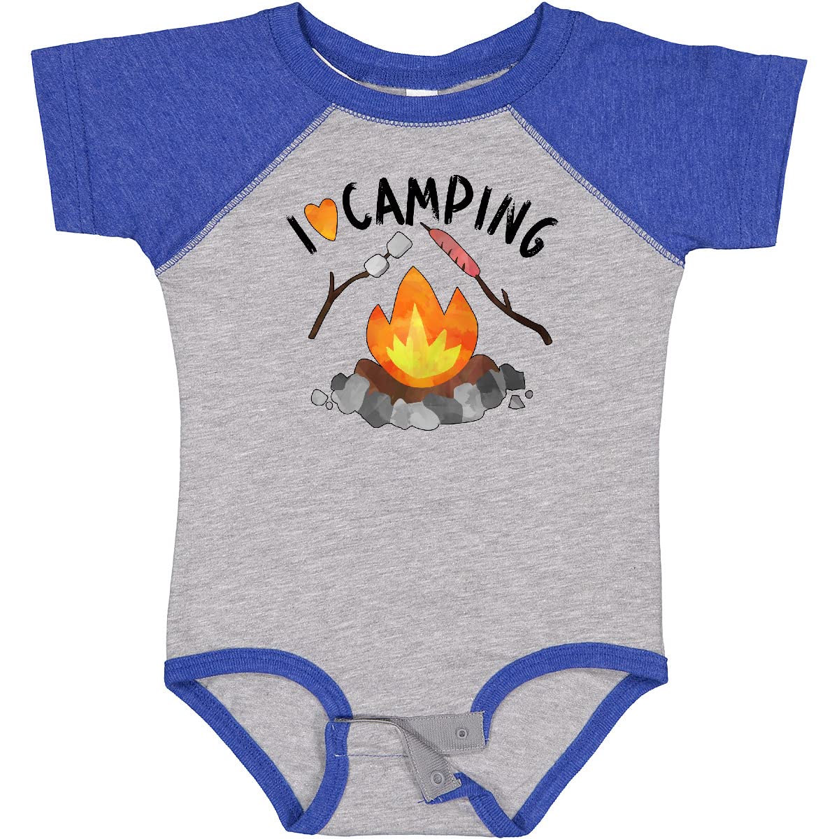 Inktastic I Love Camping Baby Bodysuit - Cute Campfire, Hot Dog & Marshmallows Design - Perfect for Outdoor Adventures, Family Trips & Camping Enthusiasts