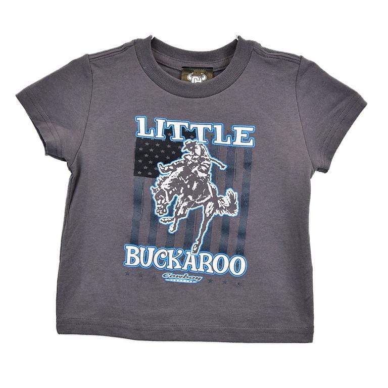 Little Buckaroo Short Sleeve Charcoal Tee for Infants & Toddlers - Soft Cotton Baby Shirt for Playtime & Everyday Wear