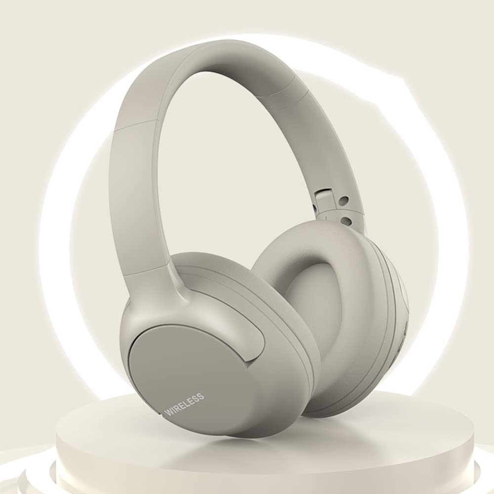 WMHHN Wireless Over-Ear Bluetooth Headphones with Microphone - HiFi Stereo Sound, Foldable Design for Online Classes, Office Work, PC & Phone Use - Comfortable for Long Wear (Khaki)