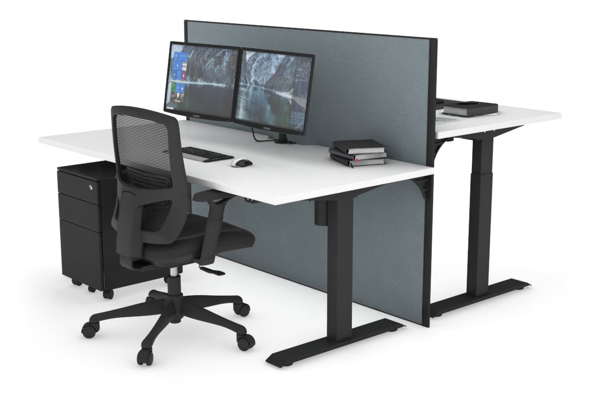Height Adjustable 2 Person Workbench - 1600L x 800W with Cable Management - Perfect for Office, Workshop & Collaborative Workspaces
