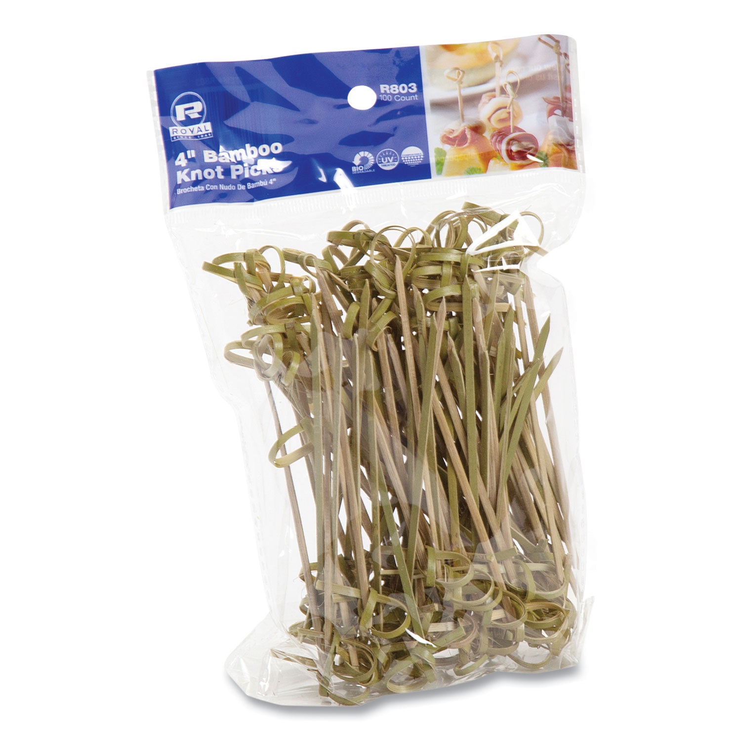 AmerCareRoyal® Natural Knotted Bamboo Toothpicks - 4 Inch, 100 Count per Pack, 10 Packs per Carton - Perfect for Restaurants, Parties, and Home Use
