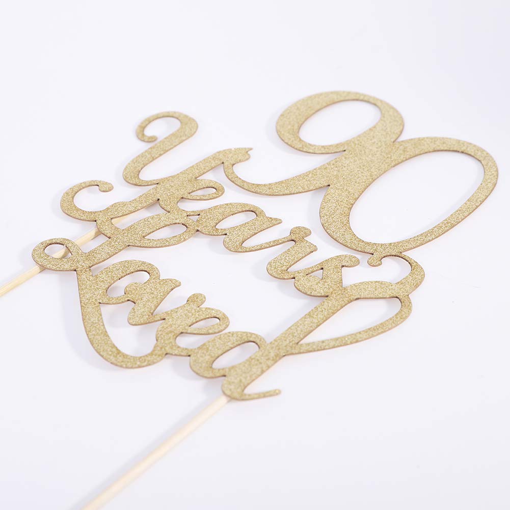 90th Birthday Cake Topper - Glitter Photo Decoration for 90 Years Celebration, Anniversary Party Supplies | Perfect for Milestone Birthdays, Retirement Parties & Golden Anniversary Cakes