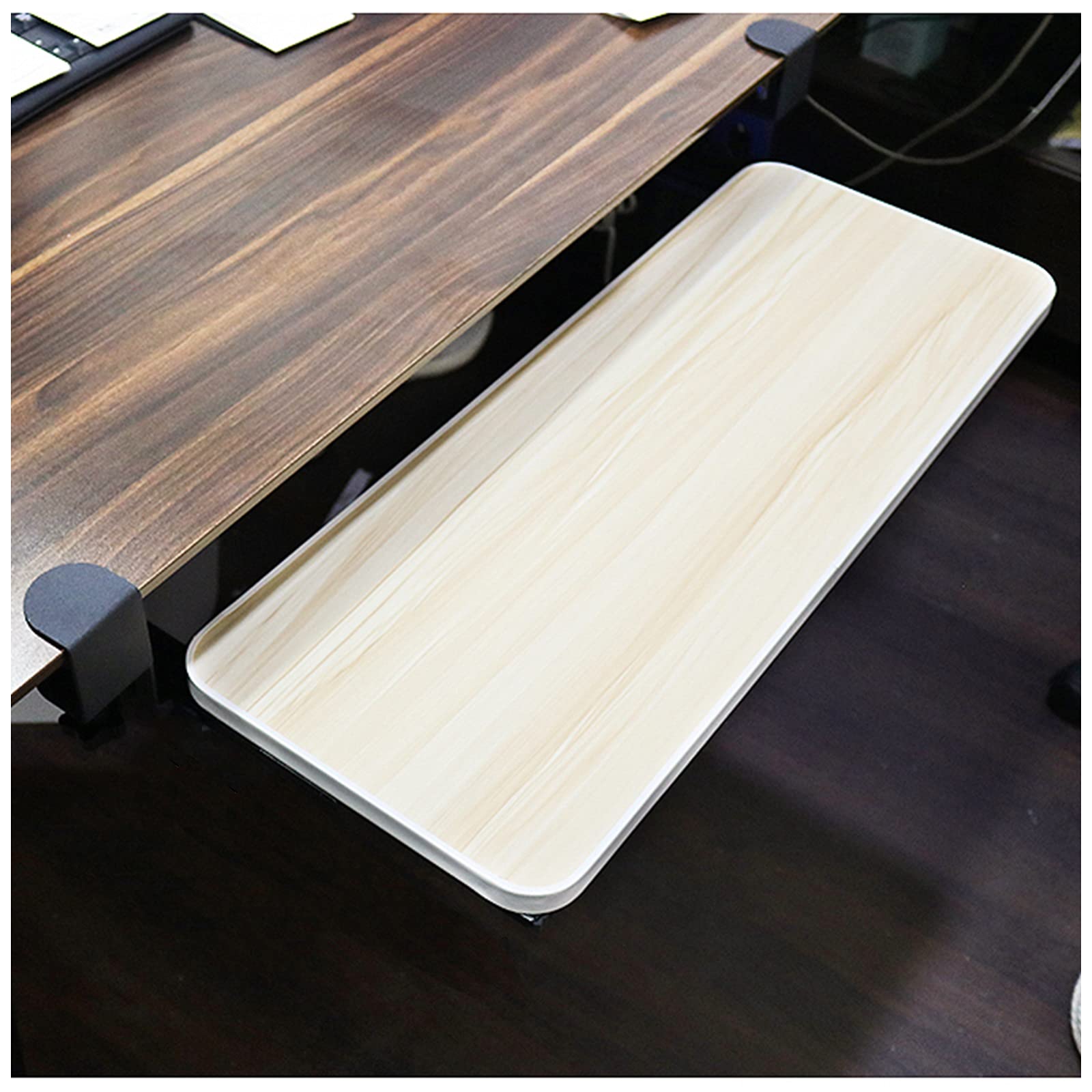 Y&J Under Desk Sliding Keyboard Tray - Ergonomic & Adjustable Keyboard Shelf with Easy Installation, Fits 52cm/20.5in to 75cm/29.5in Desks - Perfect for Home Office, Gaming Setup & Workspace Organization