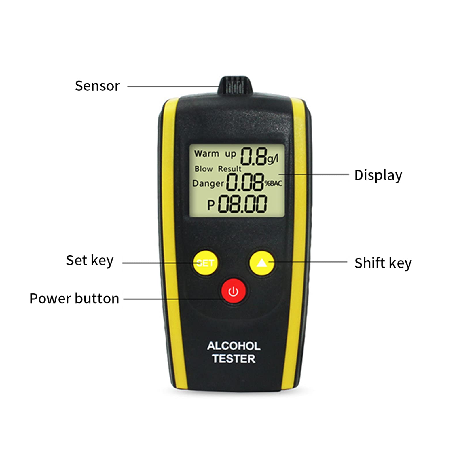 HT 611 Portable Breath Alcohol Tester - High Accuracy Personal Breathalyzer with LCD Display & Visual Warnings | Includes Nylon Rope for Easy Carry | Ideal for Personal Safety, Workplace Testing & DUI Prevention