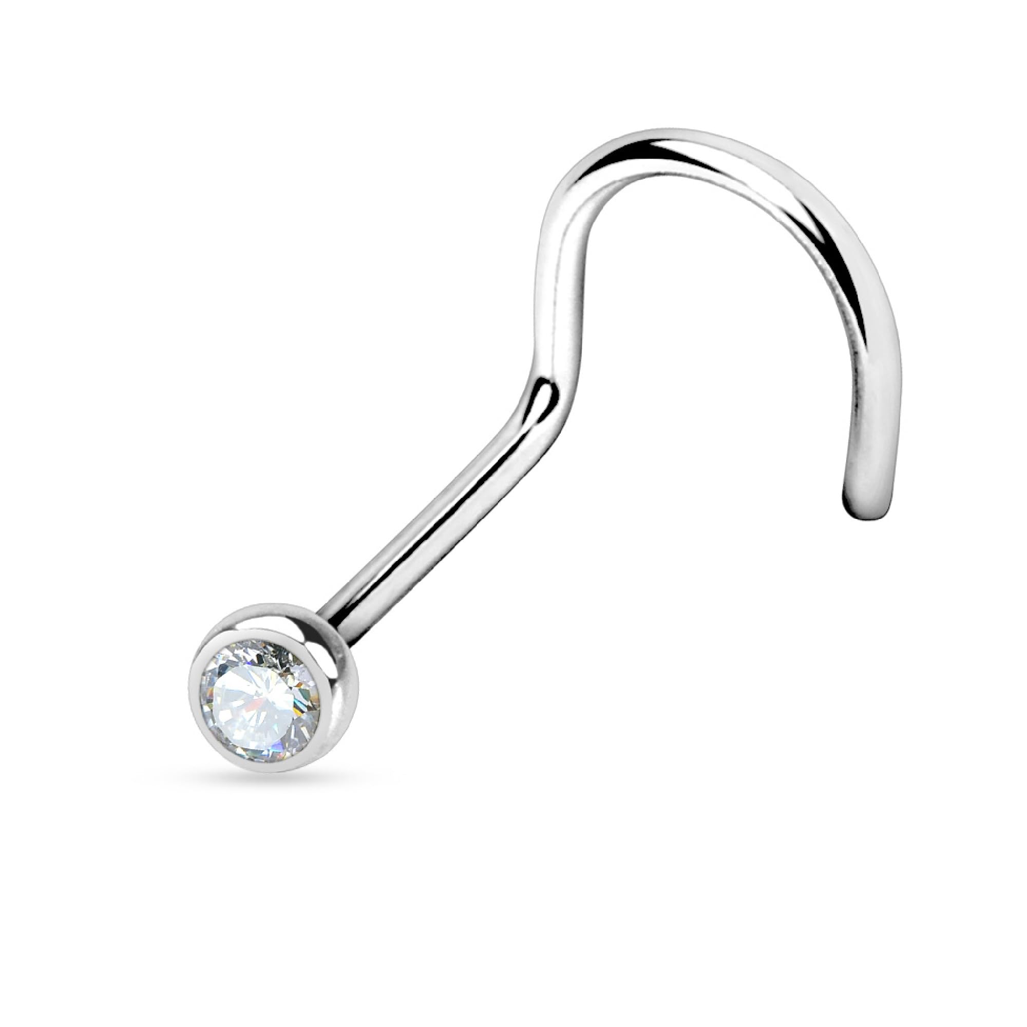 Clear CZ Press Fit Screw Nose Rings - 22G Stainless Steel Forbidden Body Jewelry for Nose Piercing | Perfect for Everyday Wear, Parties & Self-Expression