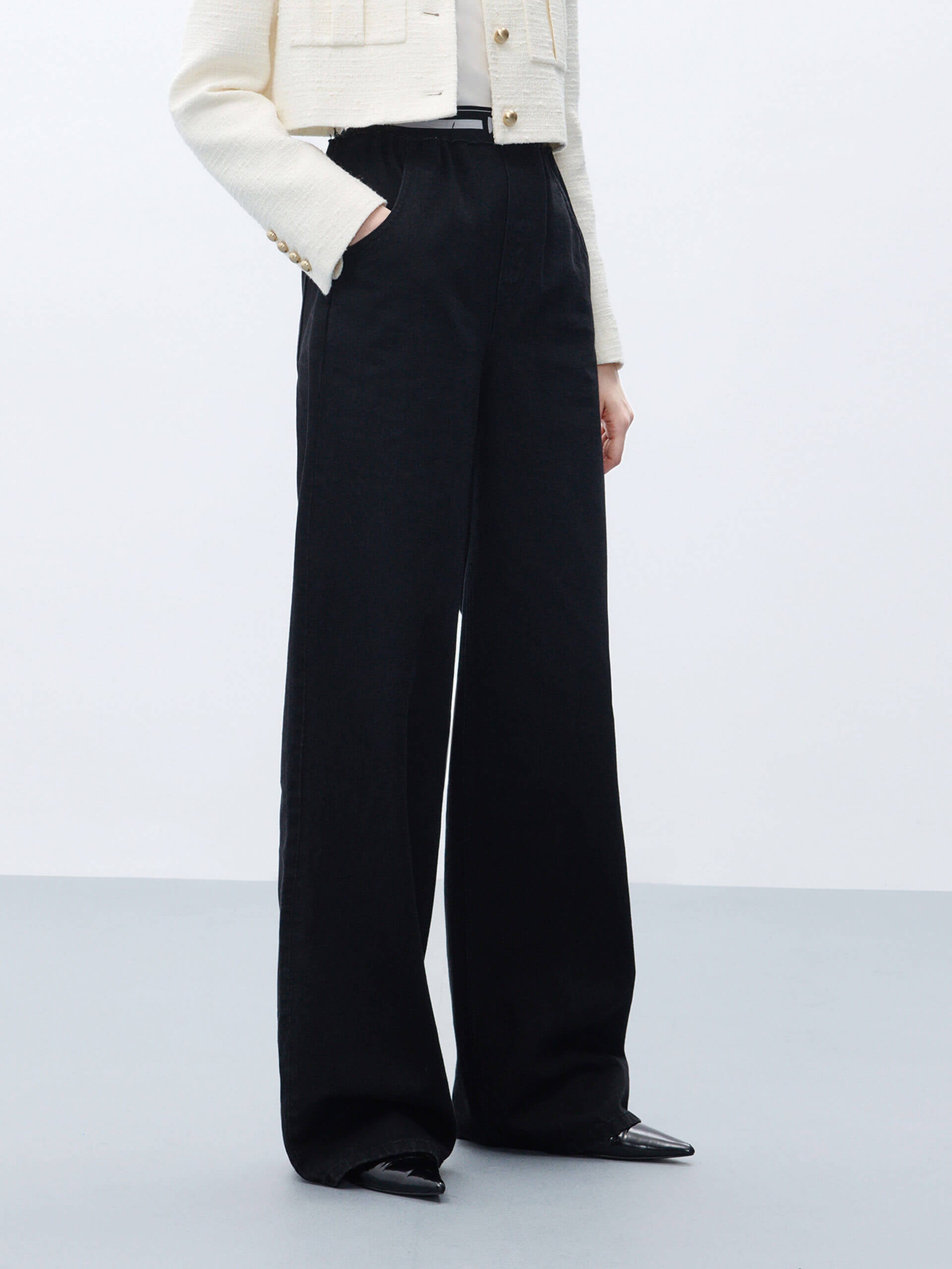 Stretchy Elastic Waist Wide Leg Jeans for Women - Comfortable High Rise Flare Pants for Casual Wear & Everyday Outfits
