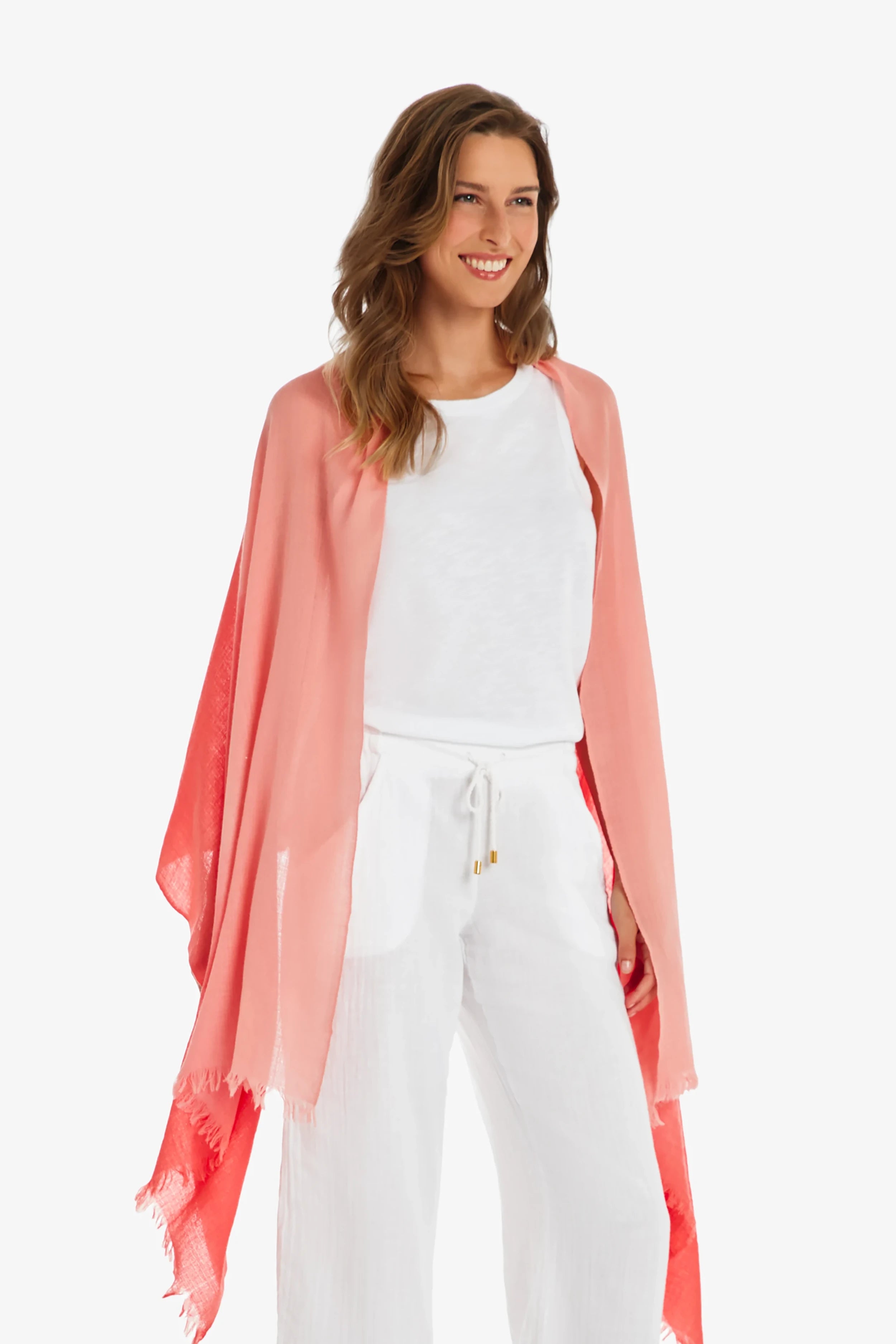 Essential Wrap Scarf - Soft Coral Knit Wrap for Women | Perfect for Travel, Office & Casual Outfits